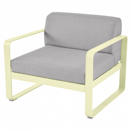 Sessel Bellevie von Fermob mit Stoff in Flannelgrau und Gestell in Zitronensorbet