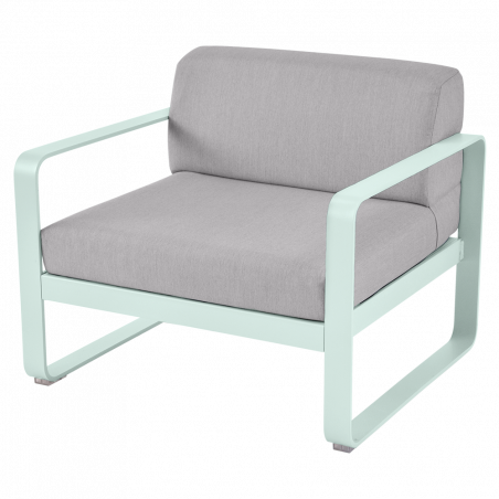 Sessel Bellevie von Fermob mit Stoff in Flannelgrau und Gestell in Minze
