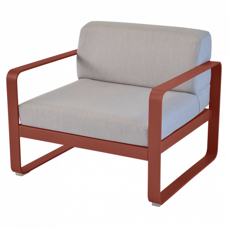 Sessel Bellevie von Fermob mit Stoff in Flannelgrau und Gestell in Ocker