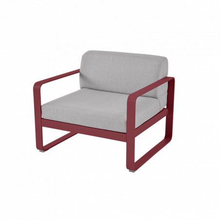 Sessel Bellevie von Fermob mit Stoff in Flannelgrau und Gestell in Chili