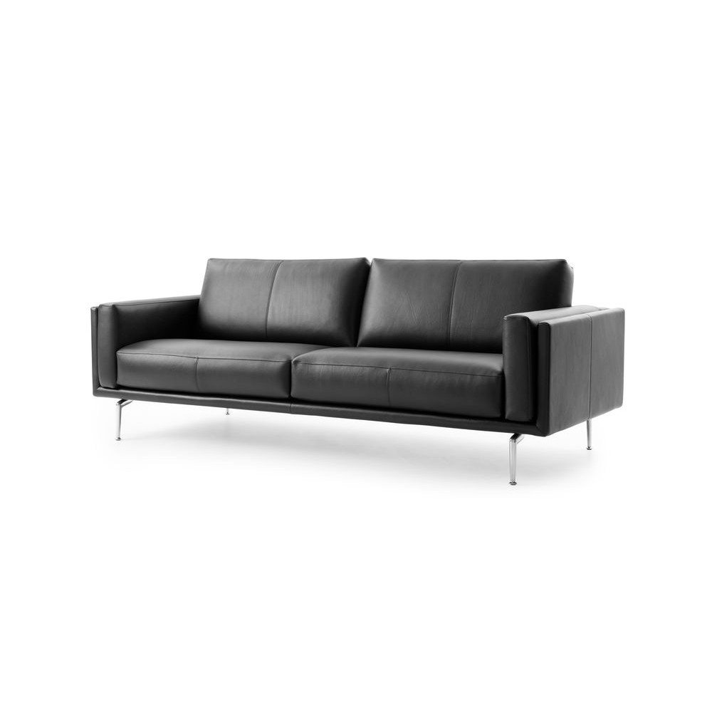 Sofa Bellice von Leolux Wohndesign Berlin schmale Armlehnen mit Kissen Leder 2 Sitzer