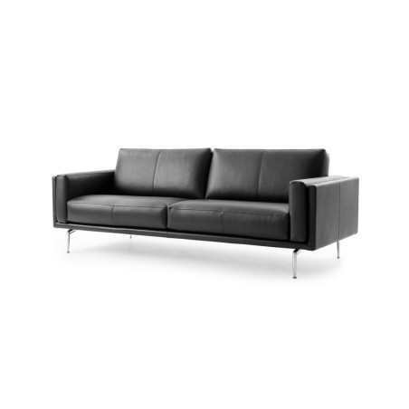 Sofa Bellice von Leolux Wohndesign Berlin schmale Armlehnen mit Kissen Leder 2 Sitzer