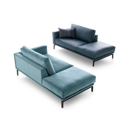Sofa Bellice von Leolux Wohndesign Berlin Recamiere Stoff und Leder Blau