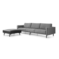 Sofa Bellice von Leolux Wohndesign Berlin 3 Sitzer mit Hocker stoff grau