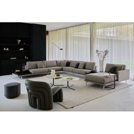 Sofa Bellice von Leolux Wohndesign Berlin Ecksofa Anbautissch Stoff grau