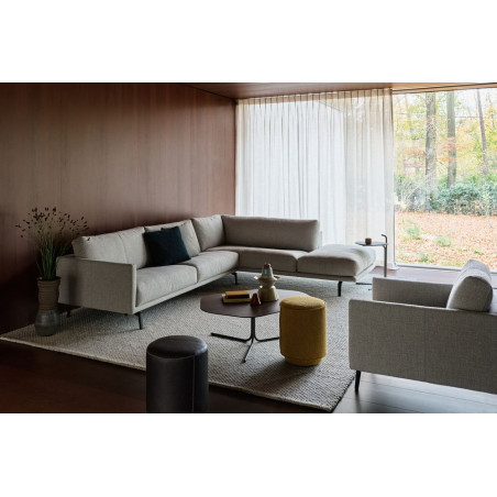 Sofa Bellice von Leolux Wohndesign Berlin Ecksofa Anbauhocker Stoff grau schmale Armlehne