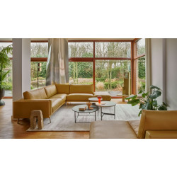 Sofa Bellice von Leolux Wohndesign Berlin Ecksofa Anbauhocker Leder Honig