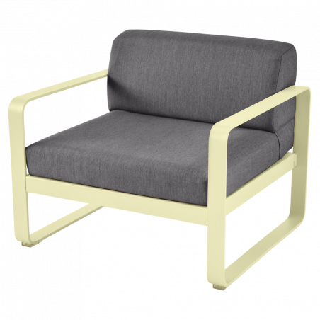 Sessel Bellevie von Fermob mit Stoff in Graphitgrau und Gestell in Zitronensorbet
