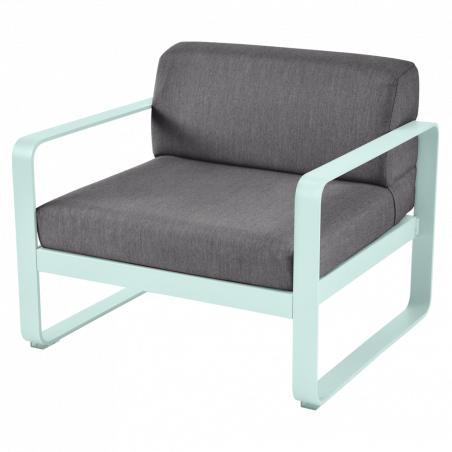 Sessel Bellevie von Fermob mit Stoff in Graphitgrau und Gestell in Minze