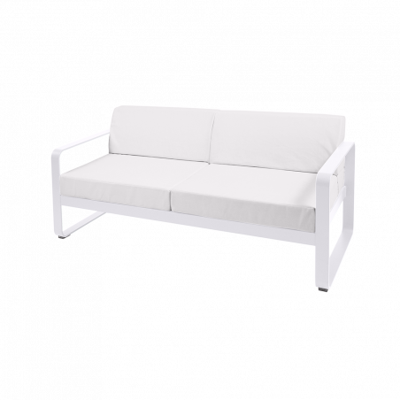 Sofa Bellevie von Fermob mit Stoff in Weißgrau und Gestell in Baumwollweiß