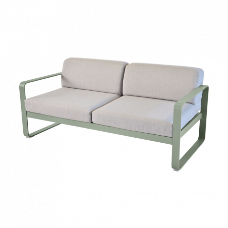 Sofa Bellevie mit abnehmbarem Polster aus mittelgrauem Stoff von Fermob und Gestell in Kaktus