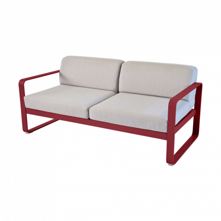 Sofa Bellevie mit abnehmbarem Polster aus mittelgrauem Stoff von Fermob und Gestell in Chili