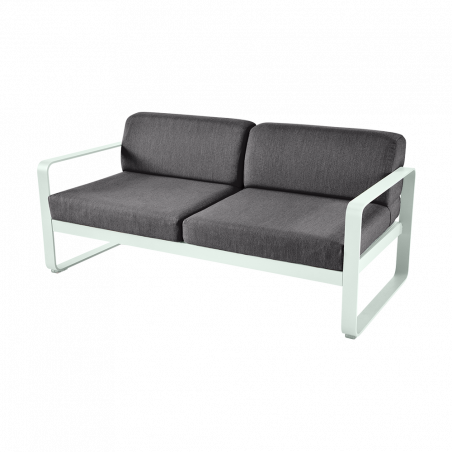 Sofa Bellevie von Fermob mit Stoff in Graphitgrau und Gestell in Minze