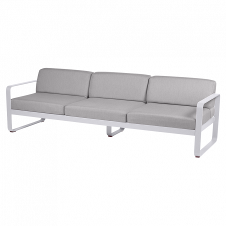 Sofa Bellevie von Fermob mit Stoff in Flannelgrau und Gestell in Baumwollweiß