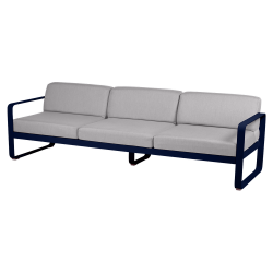 Sofa Bellevie von Fermob mit Stoff in Flannelgrau und Gestell in Abyssblau