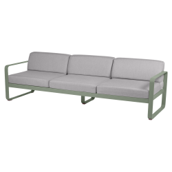 Sofa Bellevie von Fermob mit Stoff in Flannelgrau und Gestell in Kaktus