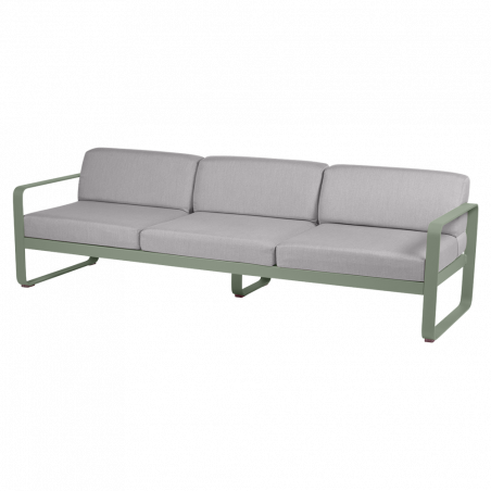 Sofa Bellevie von Fermob mit Stoff in Flannelgrau und Gestell in Kaktus