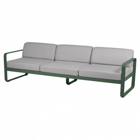 Sofa Bellevie von Fermob mit Stoff in Flannelgrau und Gestell in Zederngrün