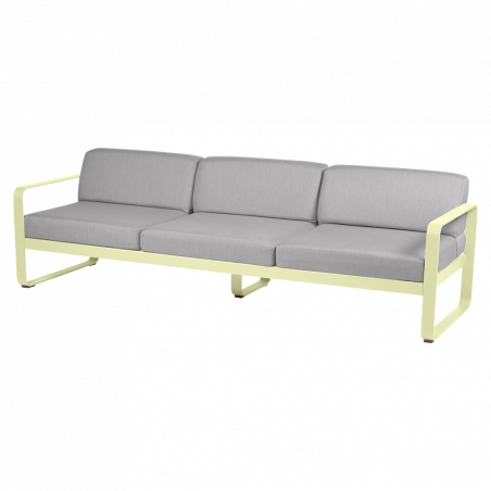 Sofa Bellevie von Fermob mit Stoff in Flannelgrau und Gestell in Zitronensorbet