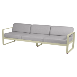 Sofa Bellevie von Fermob mit Stoff in Flannelgrau und Gestell in Lindgrün