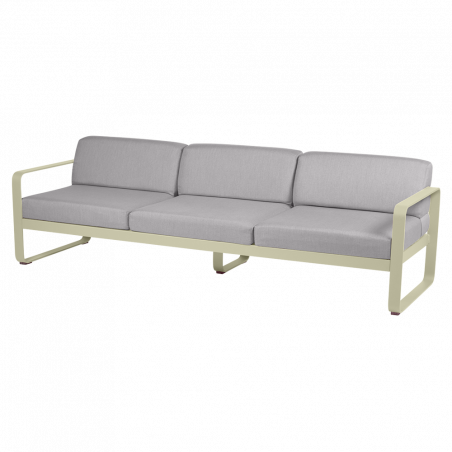 Sofa Bellevie von Fermob mit Stoff in Flannelgrau und Gestell in Lindgrün