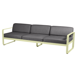 Sofa Bellevie von Fermob mit Stoff in Graphitgrau und Gestell in Zitronensorbet
