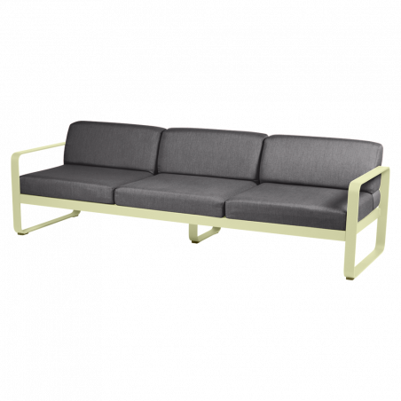 Sofa Bellevie von Fermob mit Stoff in Graphitgrau und Gestell in Zitronensorbet