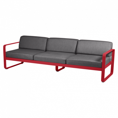Sofa Bellevie von Fermob mit Stoff in Graphitgrau und Gestell in Mohnrot
