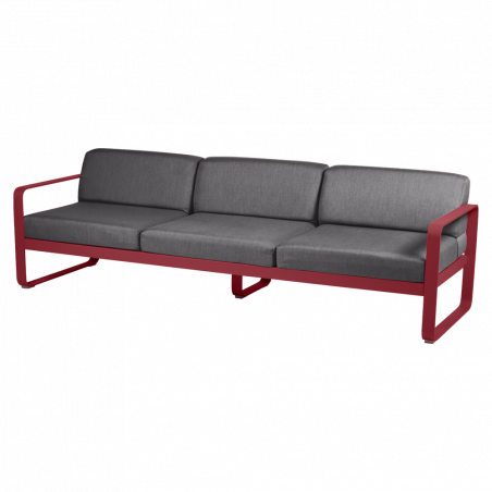 Sofa Bellevie von Fermob mit Stoff in Graphitgrau und Gestell in Chili