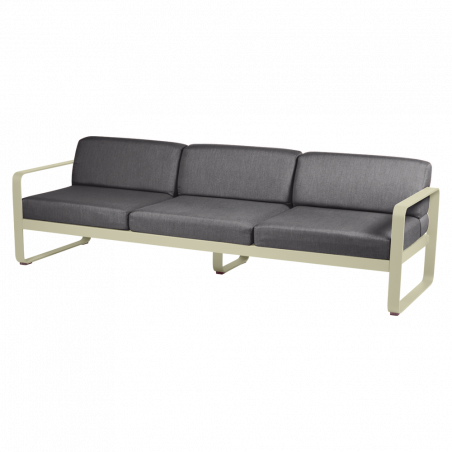 Sofa Bellevie von Fermob mit Stoff in Graphitgrau und Gestell in Lindgrün