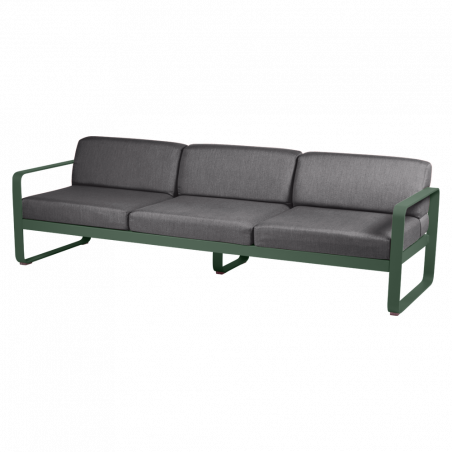 Sofa Bellevie von Fermob mit Stoff in Graphitgrau und Gestell in Zederngrün