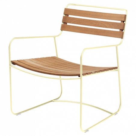 Metall Sessel Surprising mit Holzlattung aus Teak von Fermob und Gestell in Zitronensorbet