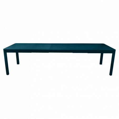 Ausziehbarer Tisch Ribambelle von Fermob von 149cm auf 299cm erweiterbar in Acapulcoblau