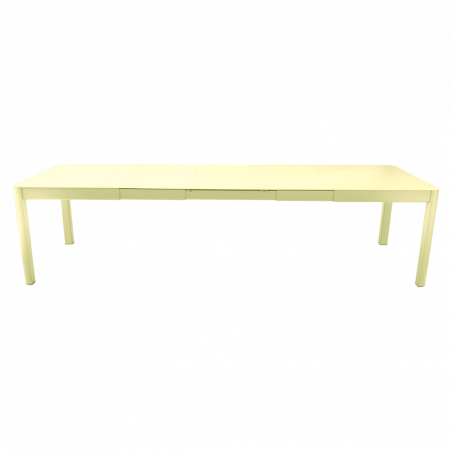 Ausziehbarer Tisch Ribambelle von Fermob von 149cm auf 299cm erweiterbar in Zitronensorbet