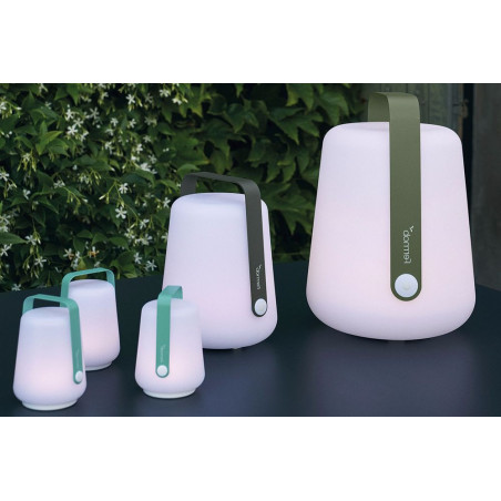 3er Set Akku Leuchten Balad von Fermob in Laguneblau mit Akku Leuchte Balad von Fermob in Höhe 25cm