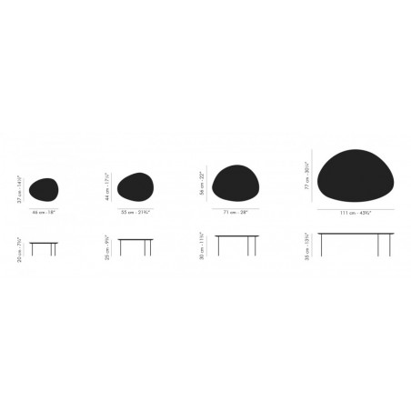 Maße des Couchtisch Eclipse von Stua
