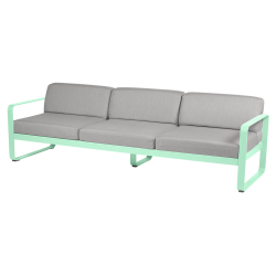 Sofa Bellevie von Fermob mit Stoff in Flannelgrau und Gestell in Opalgrün