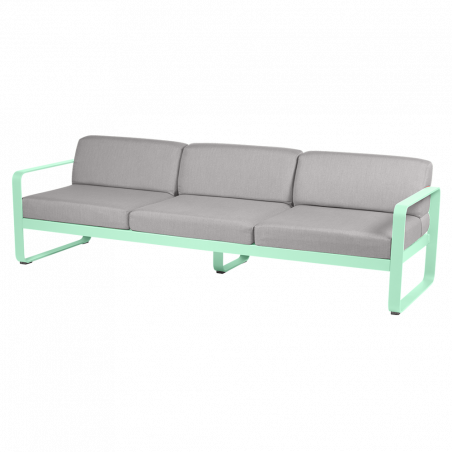 Sofa Bellevie von Fermob mit Stoff in Flannelgrau und Gestell in Opalgrün