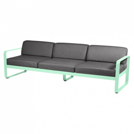 Sofa Bellevie von Fermob mit Stoff in Graphitgrau und Gestell in Opalgrün