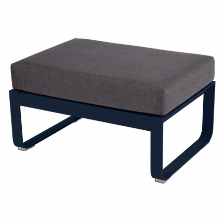 Hocker Bellevie von Fermob mit Polster in Graphitgrau und Untergestell in Abyssblau