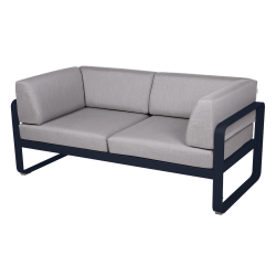 Wetterfestes Sofa Bellevie von Fermob mit Bezug in Flannelgrau und Gestell in Abyssblau