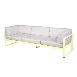 Wetterfestes Sofa Bellevie von Fermob mit Bezug in Weißgrau und Gestell in Zitronensorbet