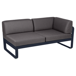 Outdoorsofa Bellevie von Fermob mit Stoff in Graphitgrau und Gestell in Abyssblau