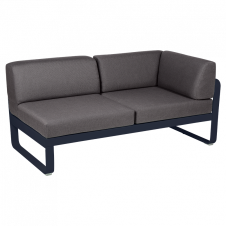Outdoorsofa Bellevie von Fermob mit Stoff in Graphitgrau und Gestell in Abyssblau