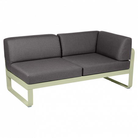 Outdoorsofa Bellevie von Fermob mit Stoff in Graphitgrau und Gestell in Lindgrün