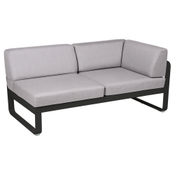 Outdoorsofa Bellevie von Fermob mit Stoff in Flannellgrau und Gestell in Lakritze