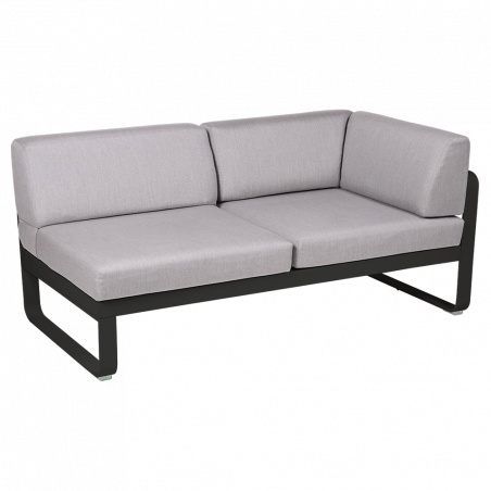 Outdoorsofa Bellevie von Fermob mit Stoff in Flannellgrau und Gestell in Lakritze