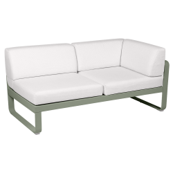 Outdoorsofa Bellevie von Fermob mit Stoff in Weißgrau und Gestell in Kaktus