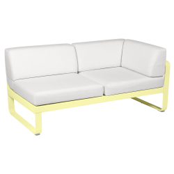 Outdoorsofa Bellevie von Fermob mit Stoff in Weißgrau und Gestell in Zitronensorbet