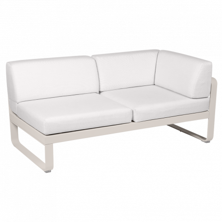 Outdoorsofa Bellevie von Fermob mit Stoff in Weißgrau und Gestell in Lehmgrau